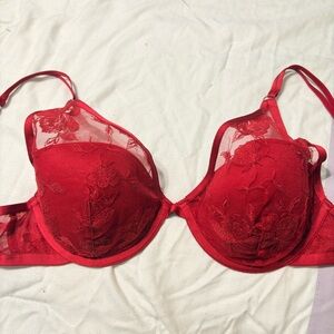 Secret Possessions Red Floral Lace Bra